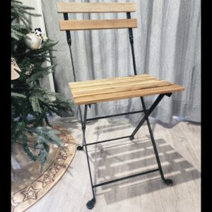 Black/light brown-stained foldable chair