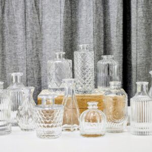 Mixed clear vintage bottles set/12