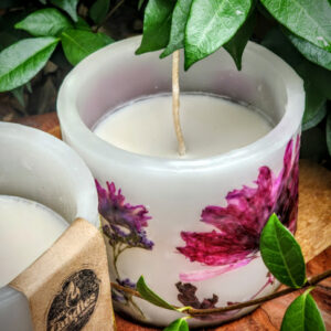 Unscented floral handmade candles