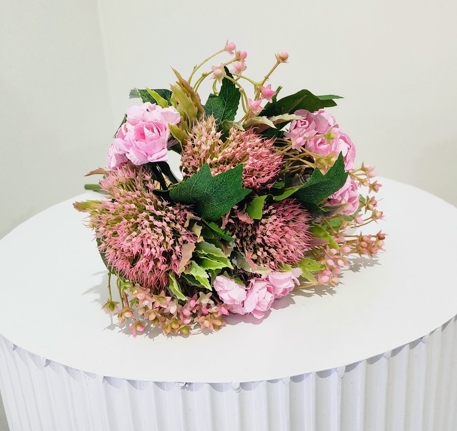 Small artificial bouquet - mixed pink flowers - Image 2